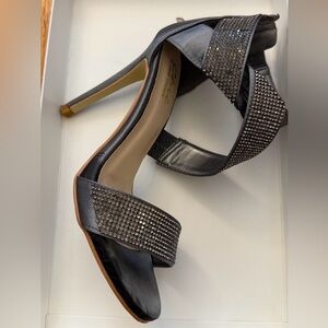 Glam Shimmering Black Heels with Sparkling Straps